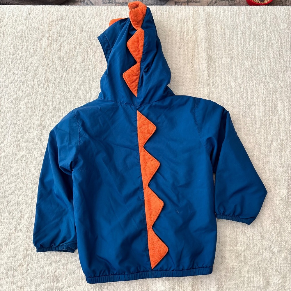 Columbia Kids Blue Orange Dinosaur Spike Hooded Fleece Lined Jacket 3T